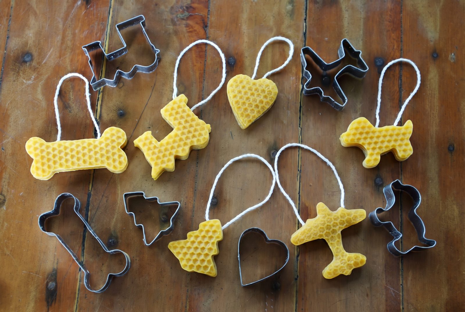 Wax decorations cut out with cookie cutters